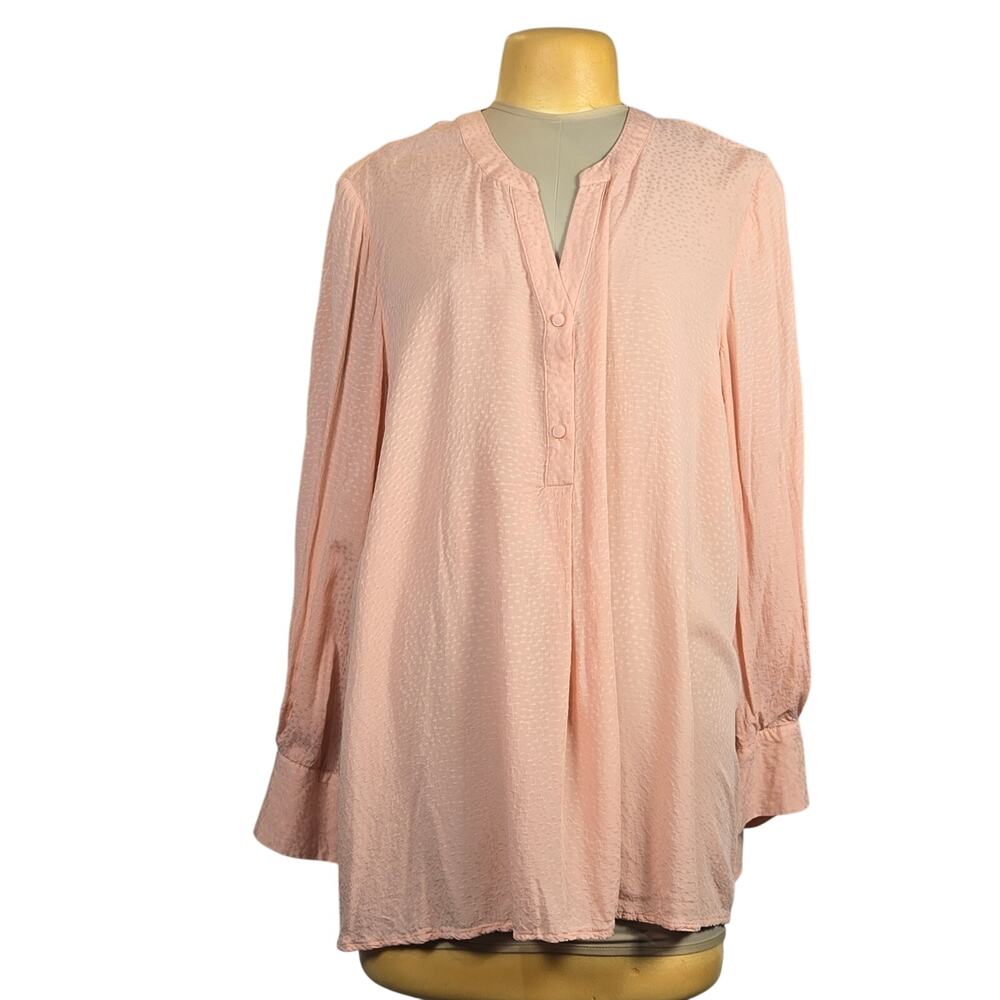 Lane Bryant Womens 26/28 Henley Top Peach Flowy Lightweight‎ Romantic Feminine